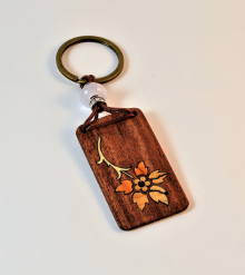 FLORAL MARQUETRY KEY CHAIN