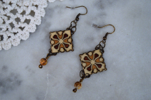 QUILT PATTERN MARQUETRY EARRINGS QUILT PATTERN MARQUETRY EARRINGS