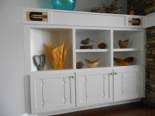 Painted Display Shelving with Marquetry Accents/ left side