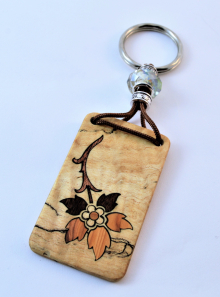 FLORAL MARQUETRY KEY CHAIN FLORAL MARQUETRY KEY CHAIN