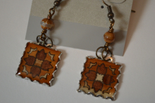 QUILT PATTERN MARQUETRY EARRINGS