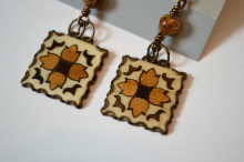 QUILT PATTERN MARQUETRY EARRINGS